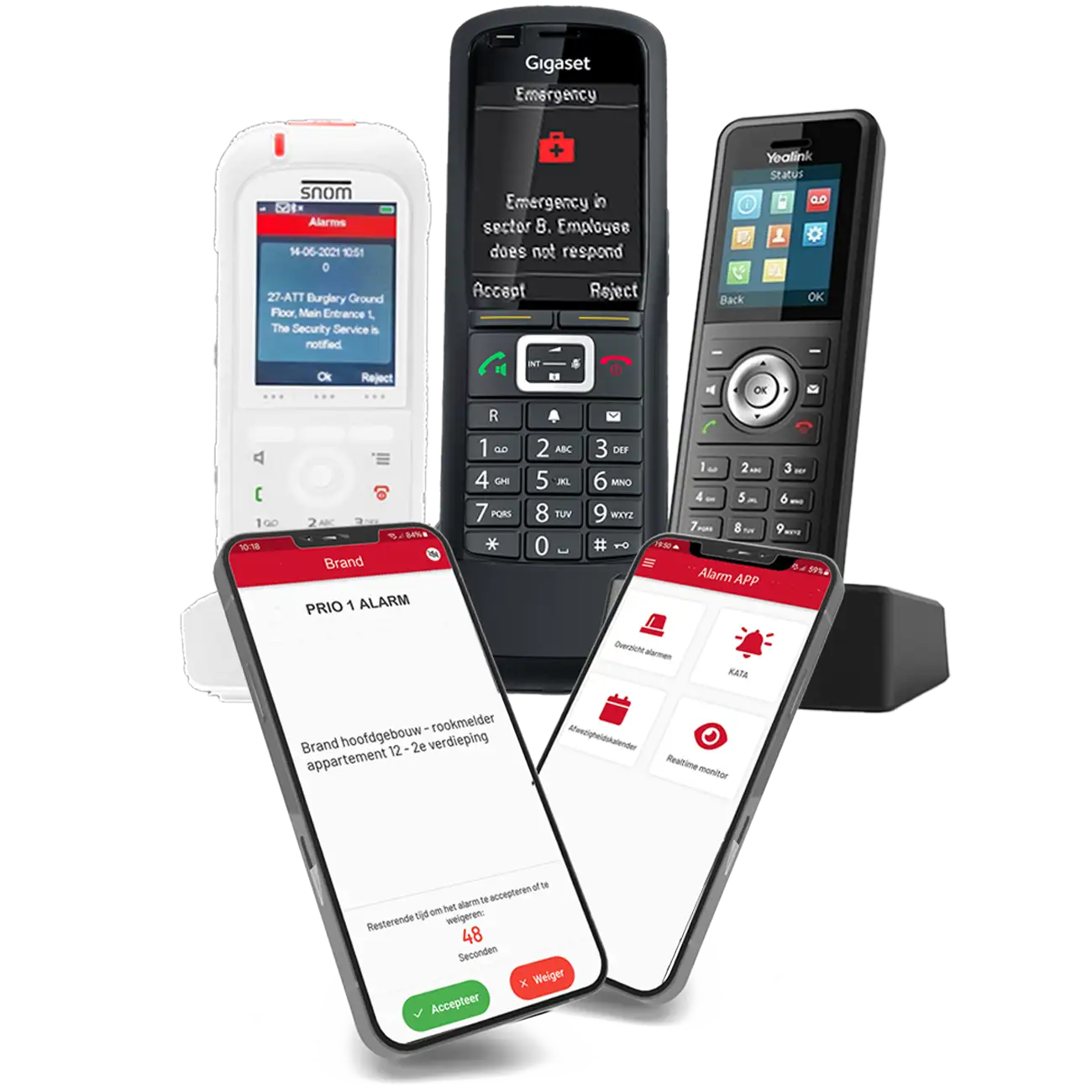 Brand alarmen op DECT en Smartphones conform NEN2575