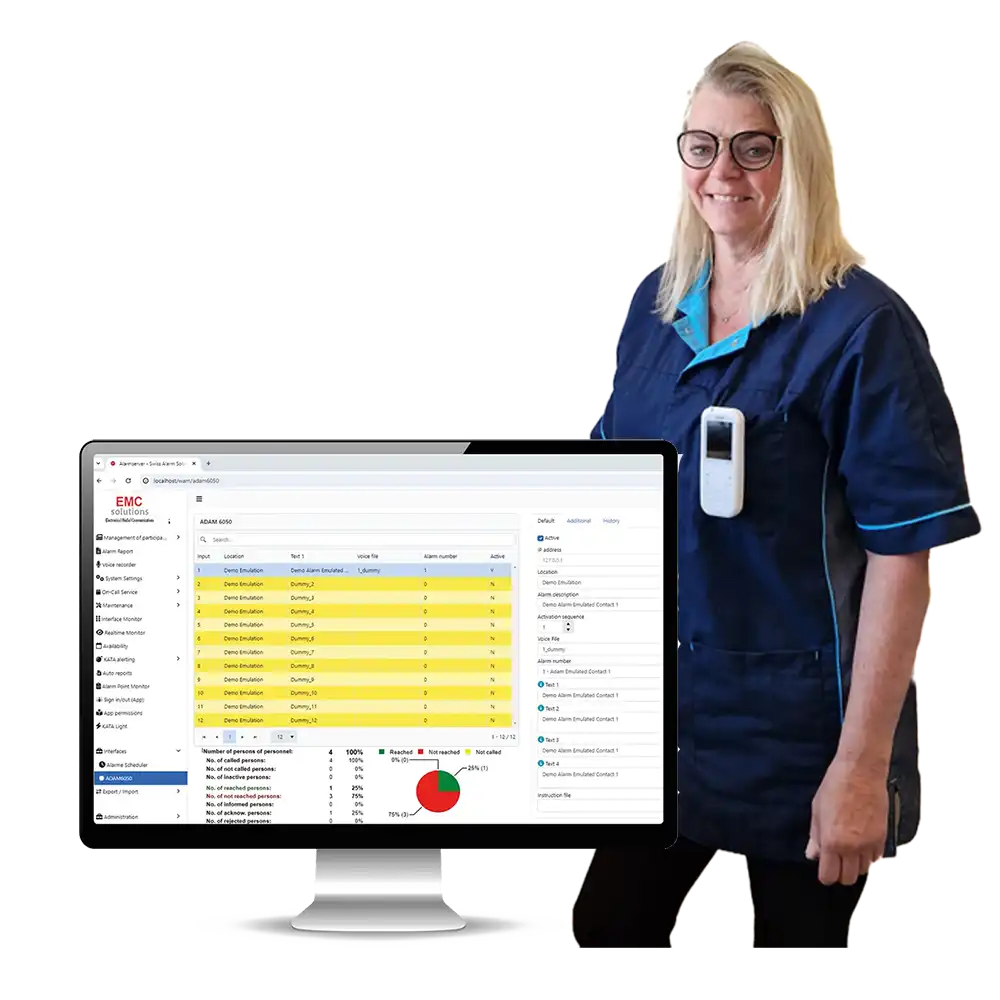 alarmserver met zorgmedewerker realtime monitoring