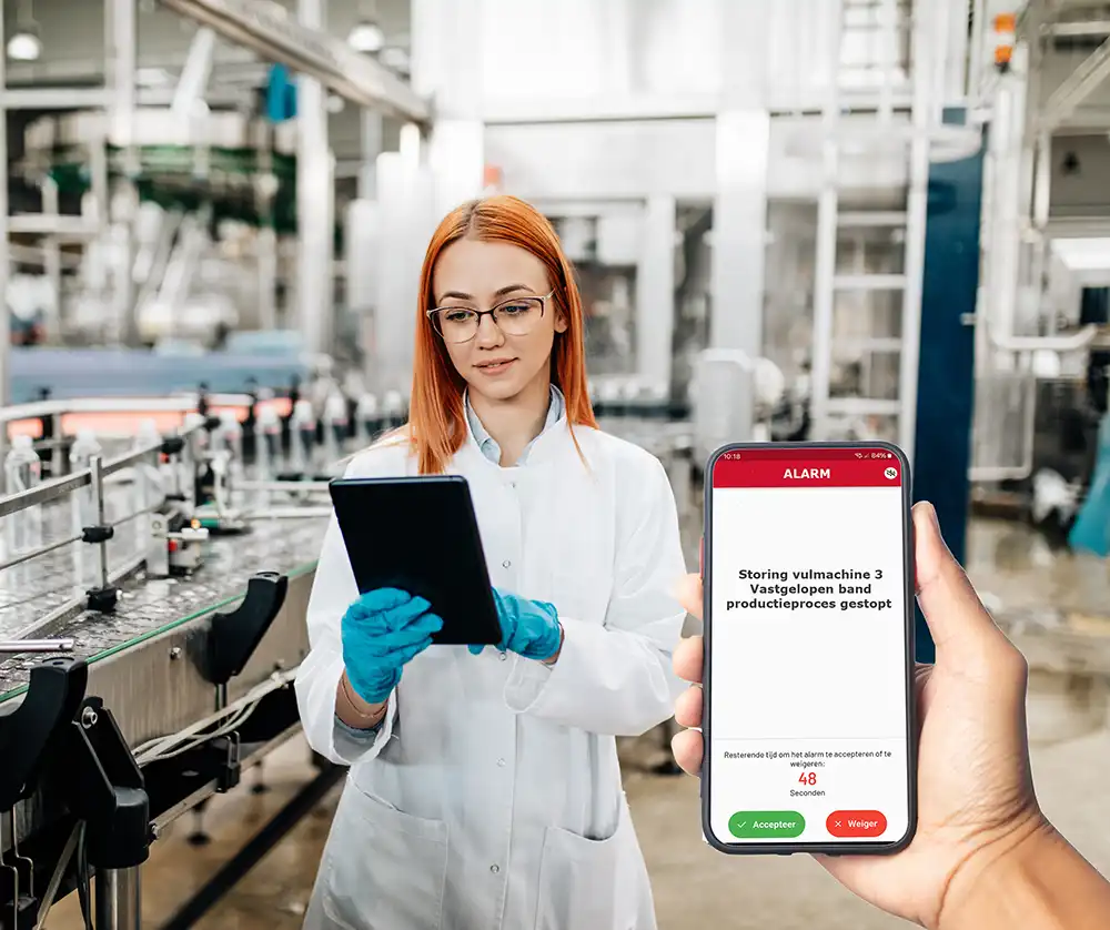 ontvang storingsmeldigen van productielijnen op smartphone, pager of DECT telefoon