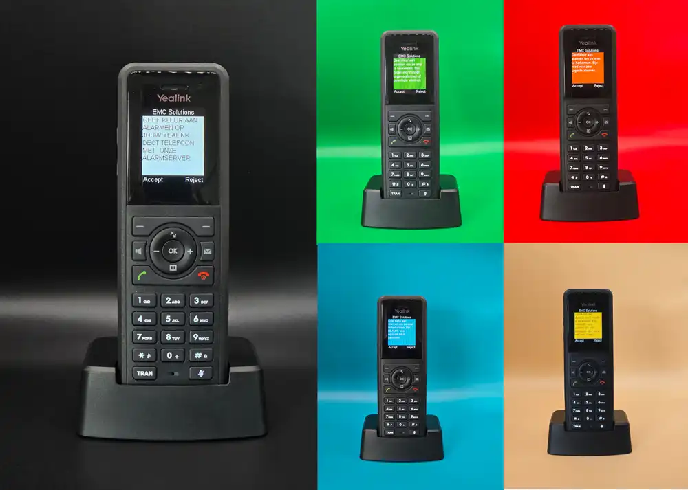 kleur aan yealink Geef ieder alarmmelding een herkenbare kleur en ringtone op Yealink DECT telefoons met alarmserver