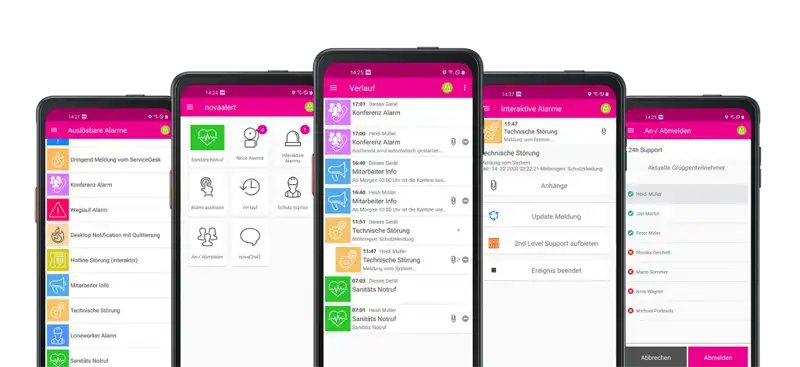 De mobile app voor de novalink Alarmserver