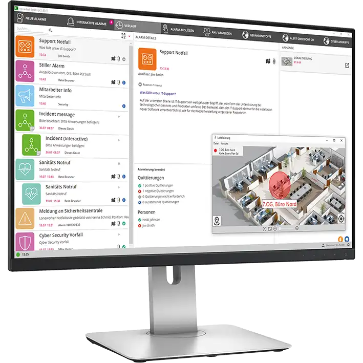 alarmen ontvangen en stil alarm activeren met de novalink desktopclient