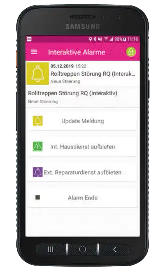 interactieve alarmen met de alarmserver app