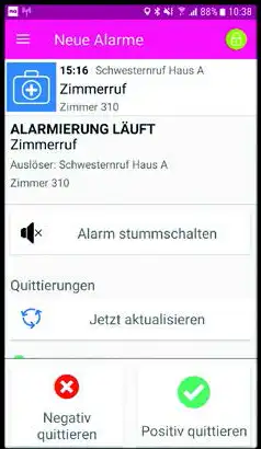 Brandalarm in alarm app